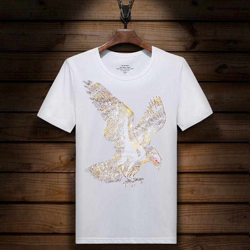 England Tshirt Man Print Short Sleeve T-shirt Men's fashion Summer Rhinestone eagle Bottom T Shirts