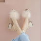 Hairy Sandals Female Summer Fairy Style Thick Heel Mid-heel Fashion High Heels