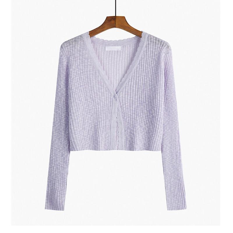 Sun Protection Clothing Women's Ice Silk Summer Thin Shawl Knitted Cardigan Coat with Skirt Long-sleeved Top Women