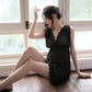 Plus Size Women's Sexy Mesh Nightdress Summer Transparent See-through Lace Suspenders Short-sleeves Two-wear Sexy Nightdress
