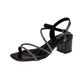 Size 34-39 Women Shiny Slippers Outdoor Bohemian Beach High Heels Wear-resistant Non-slip Office Lady Rhinestone Sexy Sandals