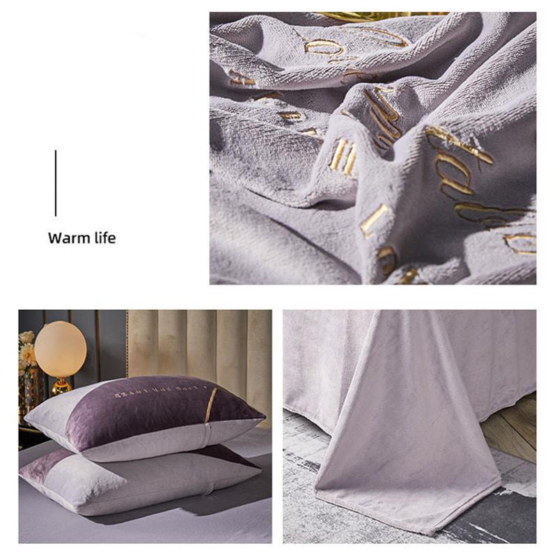 Winter Thick Milk Velvet Four-piece French Velvet Duvet Cover Sheet Crystal Velvet Embroidery Type Bedding