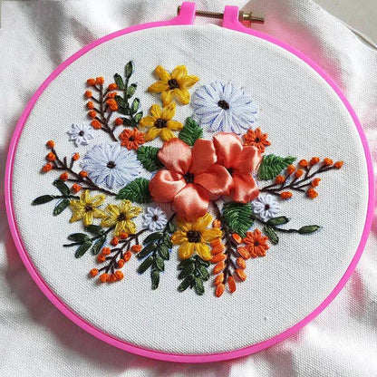 Ribbon Embroidery Small Painting Kit Non-finished Product 30X30CM Three-dimensional Cross Stitch Autumn Color Pine Cone Embroidery