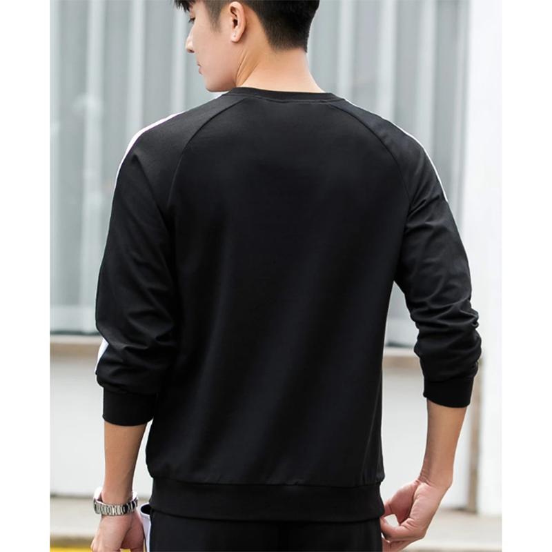 Men's Spring and Autumn Cotton Shirt Pullover Round Neck Long-sleeved Loose Casual Printing Sportswear Male Loose Red Black Tracksuit Sport Costume