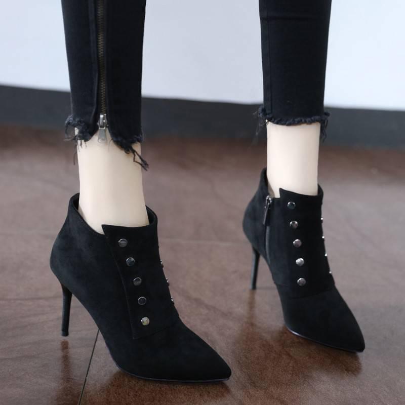 Winter Autumn High Heels Shoes Fashion Pointed Toe Pump Ladies Stilettos Boots Women Ankle Boots