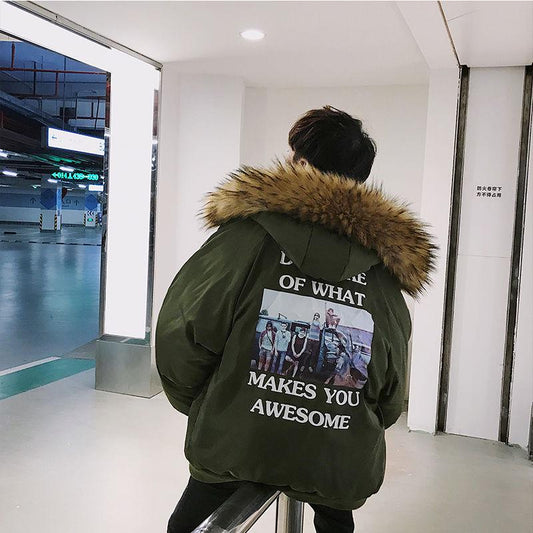 Cotton clothing Large size Down jacket Trend Leisure Men's clothes Winter Medium and long section