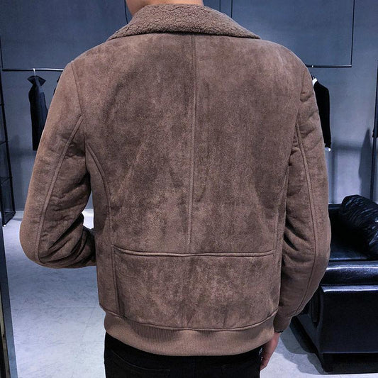 Fashion Urban Men's Jacket Autumn and Winter Fashion Trend Slim Thickening Plus Velvet Warm Jacket