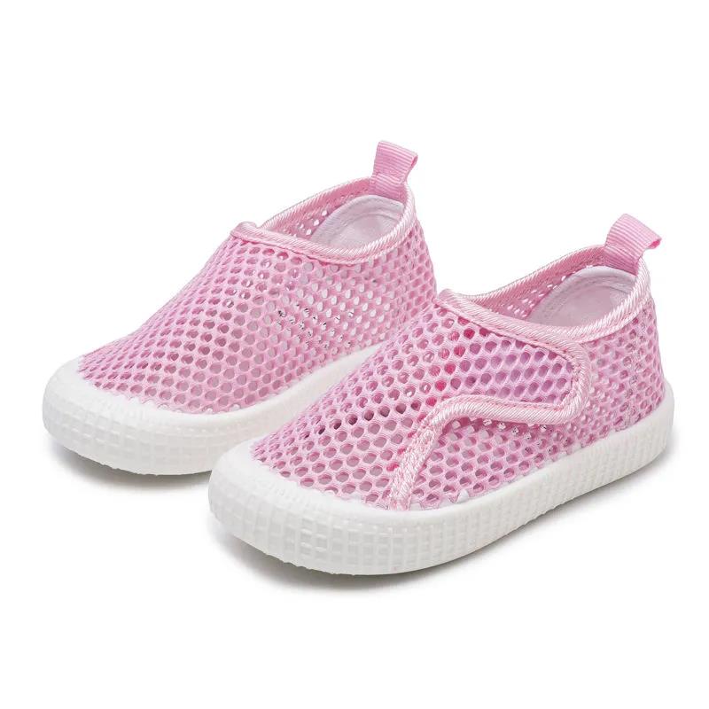 Boys and Girls Summer Shoes Children's Soft Sole Sport Light Flat Shoes Anti-slip Solid Color Casual Hollow Out Mesh Shoes