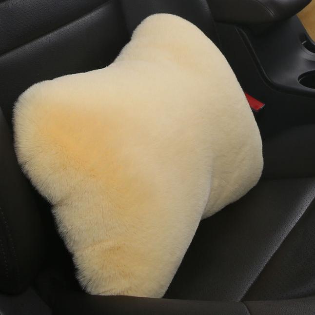 Car 4pcs Pillow Neck Pillow Imitation Rabbit Plush Bone Head Pillow Waist Pillow Waist Bolster Car Waist Back Suit General Plush Cushion