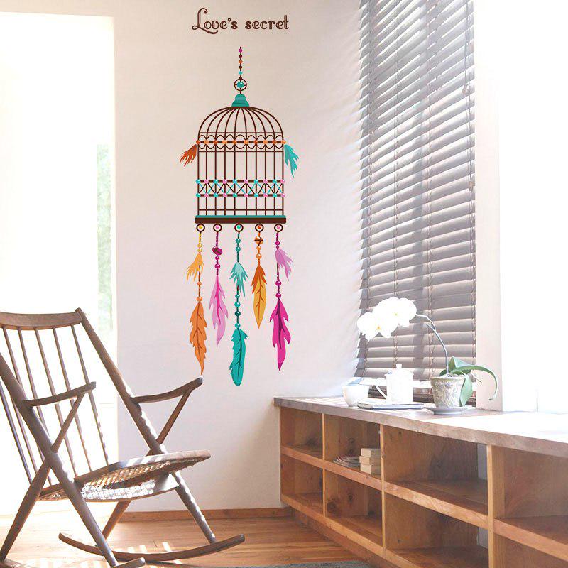 [sticker ]Feather Bird Cage Wall Stickers Home Decoration Living Room Bedroom Door Window Art Decor