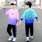 Boys Spring and Autumn Sports Set Long-sleeved Pullover Round Neck Smiley Pattern Printing Gradient Color Sweater Trousers Two-piece Set