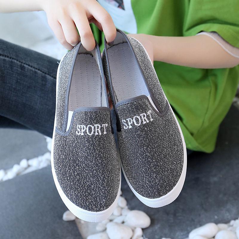 Women Summer Light Shoes Female Breathable Cloth Flat Shoes Non Slip Soft Sole Versatile Antiskid Casual Shoes