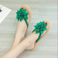 Wear Flat-bottomed Flip Flops and Thick-bottomed Sandals In Summer Women's Flower Slippers Women's Seaside Beach Non-slip Holiday Flip-flop Sandals
