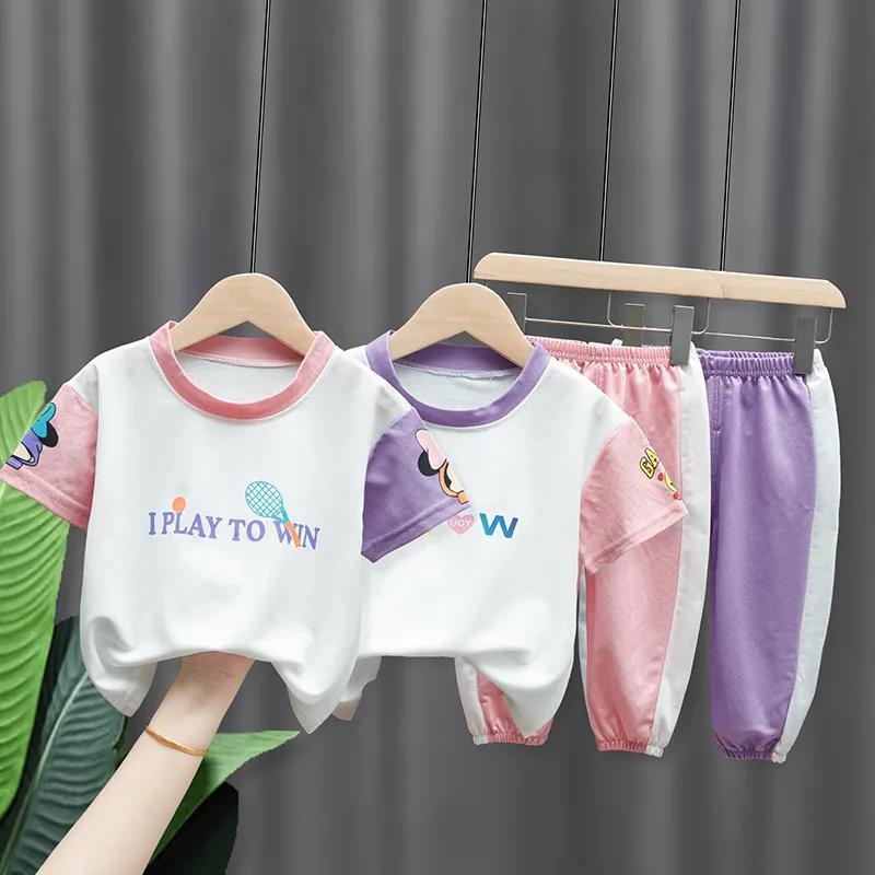 Two-piece Suit Children's Suit Boys and Girls Short-sleeved Summer Clothes Baby Clothes Children's Sports Leisure