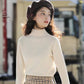 Pofulove Half Turtleneck Pullover Women's Slim Sweater Joker Solid Color Long Sleeve Shirt