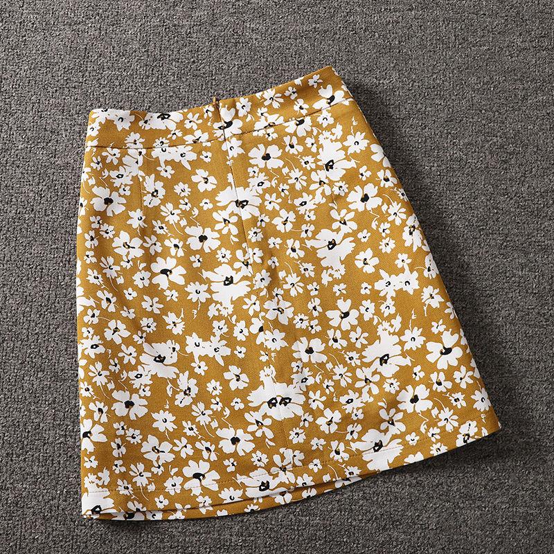 Floral Hip Skirt Women Sexy Tight A-line Printed Short Skirt Knee-length Zipper Elastic Waist Club Casual Home Office