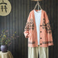 Vintage Jacquard Women Checked Sweater Loose Warm Knit Cardigan Jacket Outer Wear