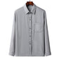 Elderly Men Shirt Casual Loose Home T-shirts Button Overshirt Solid Color Stretch Undies Male Clothing Long Sleeve Thin Top