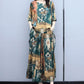 Women Summer Pants Suit Short Sleeve Thin Irregular Tops & Wide Leg Loose Floral Printed Culottes Large Size Two Pieces Casual Suit