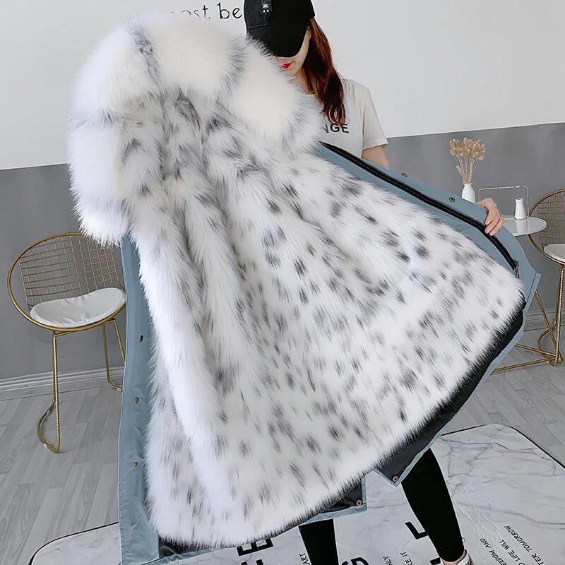 Women's   Faux Fur Lined Parka Long Hooded Parka Jacket with Detachable Liner Drawstring  Faux Fox Fur Coat with Faux Fur Collar Plus Size