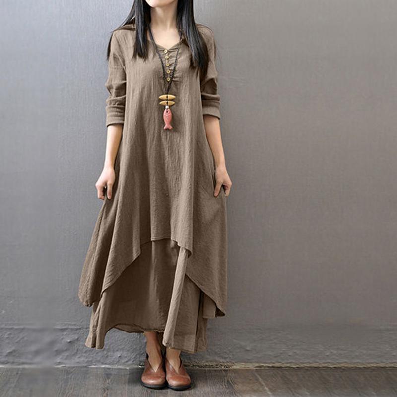 Length To Ankle Women's Summer Dress Long Sleeve Solid Color Daily Wear Dating Holiday
