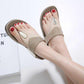 Size35-41 Summer Women Slippers Bohemian Beach Wear-resistant Waterproof Slippers Wedge Platform Leopard Print Sandals Outdoor High Heels Flip Flops