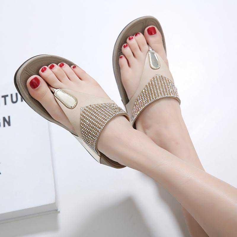 Size35-41 Summer Women Slippers Bohemian Beach Wear-resistant Waterproof Slippers Wedge Platform Leopard Print Sandals Outdoor High Heels Flip Flops