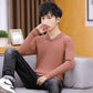 Fall/Winter Men's Lapel Sweater Fashion Personality Knitwear Pure Color Long Sleeve Youth Base Shirt