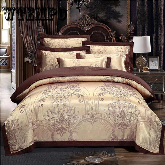 4pcs Luxury Bedding Sets Jacquard Queen/King Size Duvet Cover Set Wedding Bedclothes Bdelinen