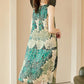 Women's Print Sleeveless Round Neck Dress Summer Loose Mid Length Skirt