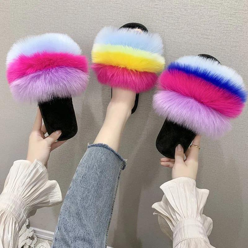 Women's Autumn and Winter Wool Slippers Female Versatile Anti-skid Flat Bottom Lovely Slippers Casual Household Slippers