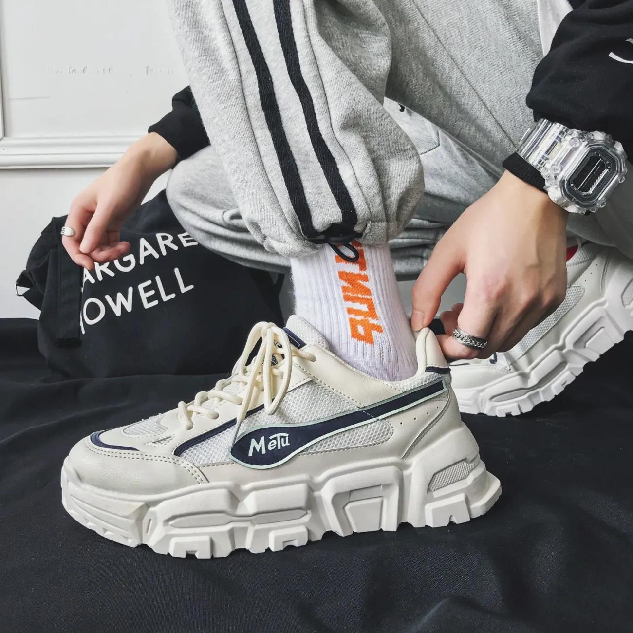 Literary Men's and Women's Shop Men's Shoes Net Red Korean Version of The Trend Sports Shoes Wild Youth Casual Super Ins Dad Shoes