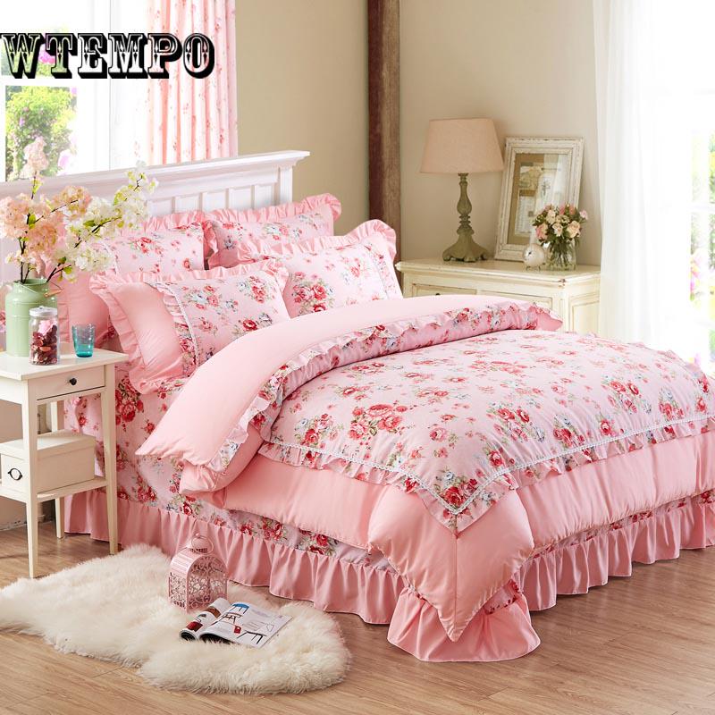 New Bedding Set Girls Bedding Set lace Bed set Duvet Cover Bed Skirt or fitted sheet bedclothes
