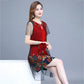 XL-XXXXXL Middle-aged Women Summer Printed Plus Size Skirt Mother's Dress Mid-length Imitation Silk Chiffon Yarn