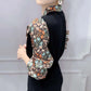 Printed Top Women's Long-sleeved Spring and Autumn T-shirt V-neck Chiffon Shirt Loose Shirt