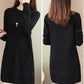 Women's Mid-length Knit Sweater  dress Winter Loose Round Neck Pullover Sweater Thick Knitwear Skirt with Pockets