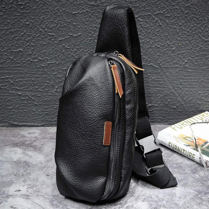 Waist Bag Men Portable Large-capacity Soft Leather Key Bag Chest Bag Sports Fitness Shoulder Bag