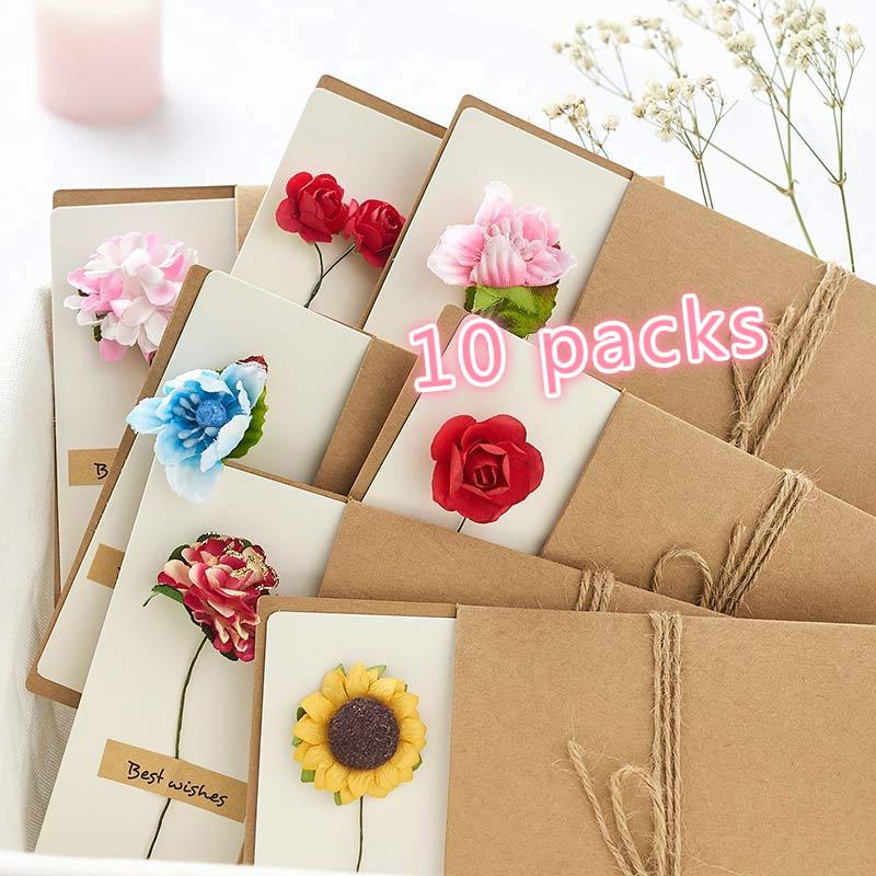 10 Mother's Day Cards Creative Handmade Activities Small Cards Thank You Message Cards Birthday Wishes Dried Flower Cards