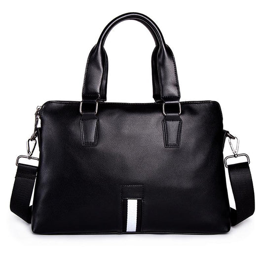 Business Briefcase Men Striped Large Capacity Leather Waterproof Handbag Crossbody Bags Shoulder Bag