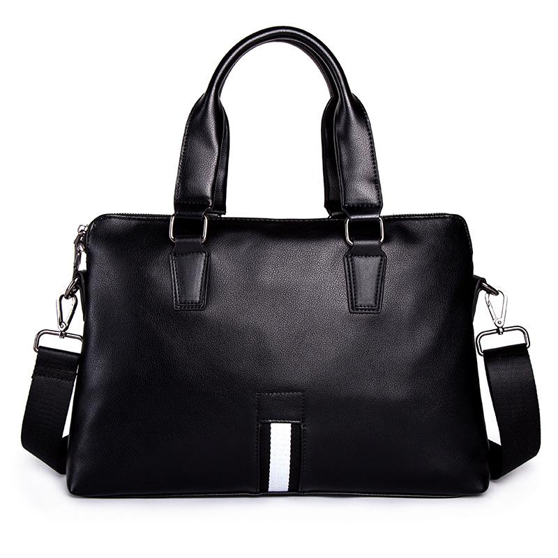 Business Briefcase Men Striped Large Capacity Leather Waterproof Handbag Crossbody Bags Shoulder Bag