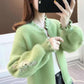 Imitation Mink Velvet Embroidered Ruffled Cardigan Women's Spring and Autumn Style Lazy Style Loose Sweater Zipper Long-sleeved Knitted Jacket