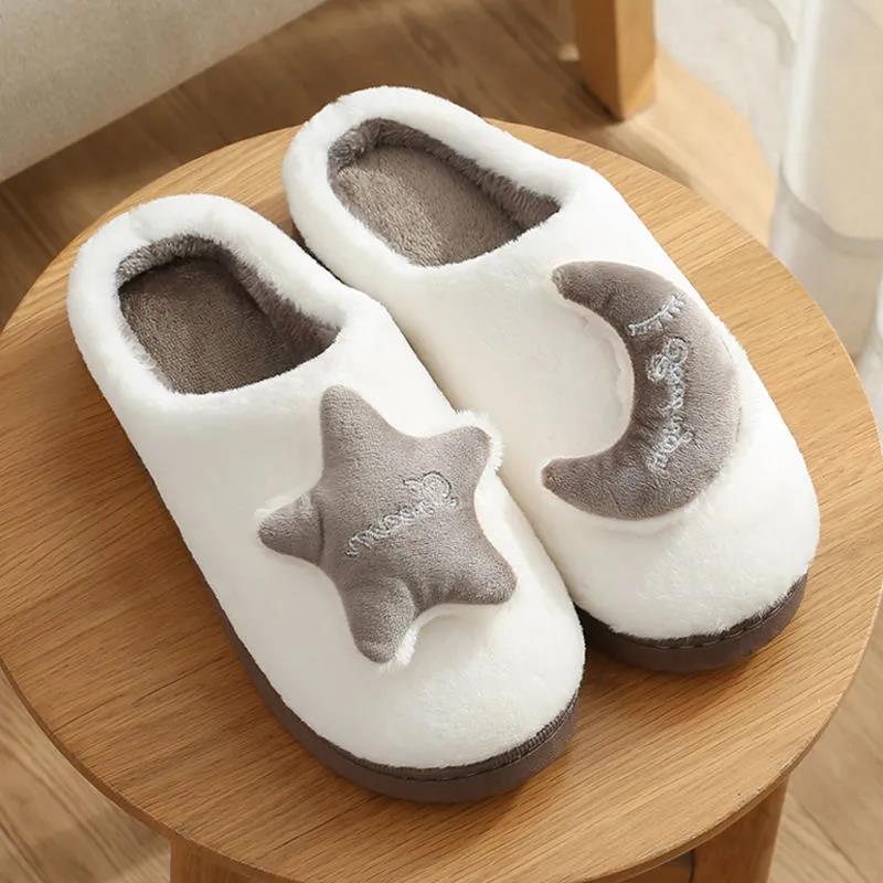 Cotton Slippers for Men and Women In Autumn and Winter Couples Indoor Non-slip Thick-soled Warm Half-heeled Slippers