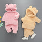 Infant Children's Autumn and Winter Plush Suit Baby Plus Velvet Thick Winter Clothing Double-sided Fleece Two-piece Suit for Boys and Girls