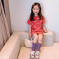Children Dress Girls' Summer Printed Letter Short Sleeve T shirt Dress Korean Sweet Casual Dress Straight Dress
