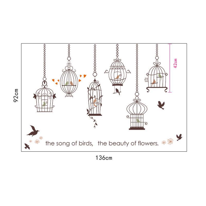 [sticker ]Modern Creative Bird Cage Wall Stickers Home Decor Living Room Window Sofa Tv Background