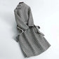 Autumn and Winter Thick Woolen Coat Loose Houndstooth Woolen Coat Women's Mid-length Warm Coat Ladies Temperament Coat