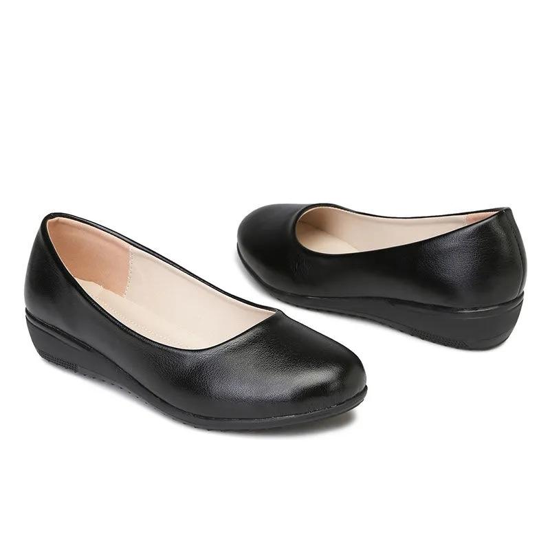 Women's Flat Shoes Leather Shoes Work Shoes Work Professional Flight Attendant Flat Shoes Comfortable Nurse Shoes Soft Bottom Mother Shoes