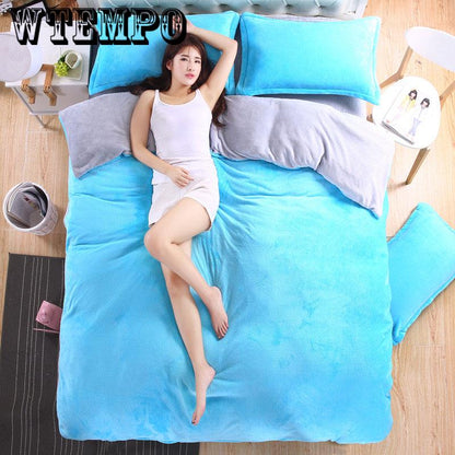 Four-piece Winter Warm Padded Cotton Soft Bedroom Home Textile Set Flannel Kit
