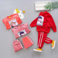 Double-faced Fleece Girls Two-piece Long-sleeved Plus Fleece Sweater Pants Spring, Autumn and Winter  Simple Fashion Suit Middle Small Children