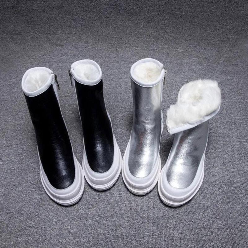 Thick Plush Plush Snow Boots Women's Sponge Cake Thick-soled Waterproof Mid-tube Boots Winter Plus Velvet Thick Warmth Big Cotton Boots